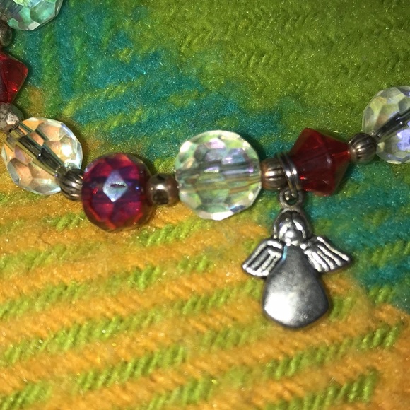 VINTAGE GLASS BEAD ANGEL BRACELET + KEYCHAIN SET - Picture 2 of 4